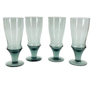 Bjorkshult Swedish Crystal Water Goblets (4) Smoke Gray Mid Century MCM Sweden